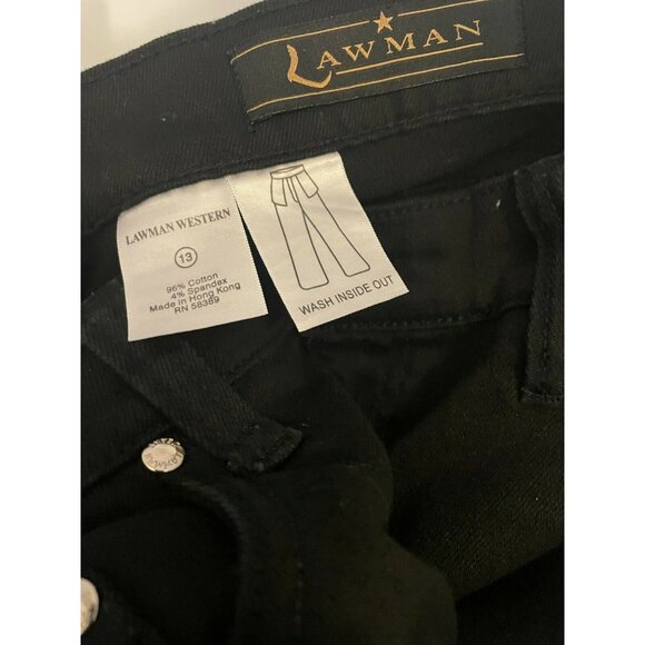 Y2K Ladies Lawman Western Jeans Bootcut Black Denim Embroidered Bling 13 - Picture 6 of 6